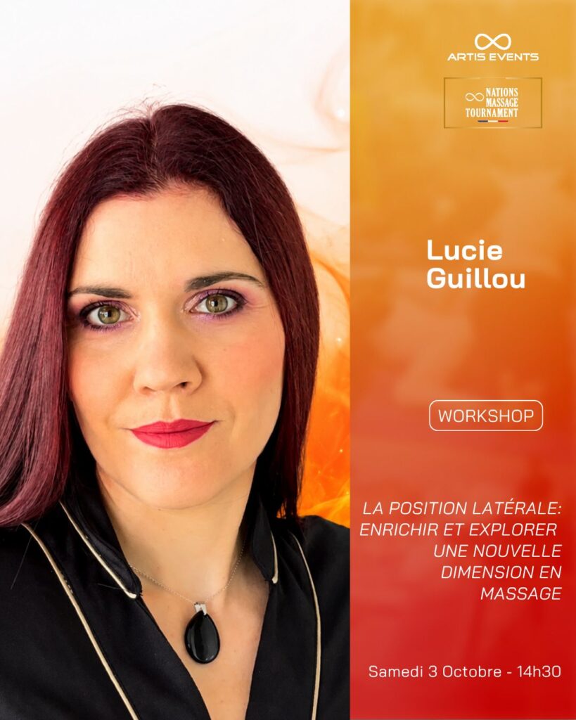 Lucie Guillou, lateral position massage workshop, Nations Massage Tournament 2026